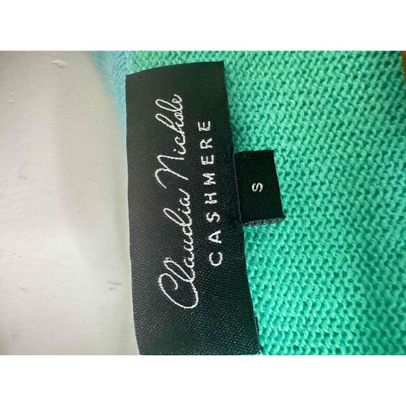 Claudia Nichole Cardigan Womens Size Small Blue Open Front Striped 100% Cashmere - Picture 2 of 9